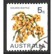 AUSTRALIA 1970: WILDFLOWERS COIL STAMP - 5c WATTLE USED (G5)