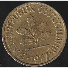 1977 D Germany 5 Pfennig Coin