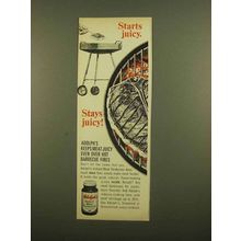 1965 Adolph's Instant Meat Tenderizer Ad - Starts Juicy