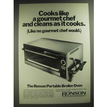 1974 Ronson Portable Broiler/Oven Ad - Cooks like a gourmet chef and cleans