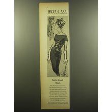 1959 Best & Co. Dress by Max Lawrence Advertisement - Satin-Struck Black