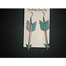 Long aged patina bronze look arrow earrings