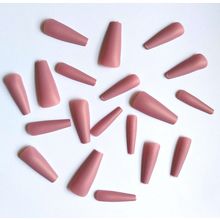 False Nails 20 Nude matte Shimmer Pink Long Coffin Press On Full Cover set fake