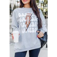 Gray GAME DAY Lightning Rugby Football Print Pullover Sweatshirt