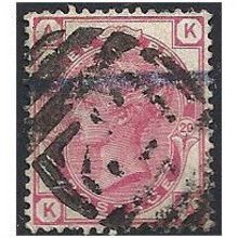 1881 SG158 3d Rose Plate 20 Good Used Check Letters "KA".