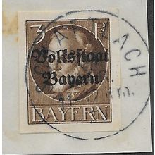 GER (BAVARIA) 1919 3pf KING LUDWIG III' (OVPT)(IMPERFED) FINE USED (EBID65-429)