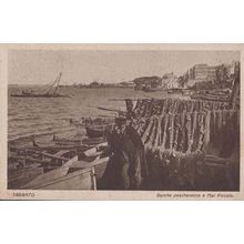 Taranto Italy Italian Harbour View Fishing Net Nets Antique Postcard