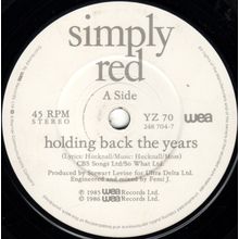 Simply Red - Holding Back The Years 7", Single, RE, Pap Very Good Plus (VG+)