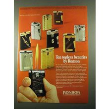 1969 Ronson Cigarette Lighters Ad - Topless Beauties