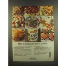 1985 Mazola Corn Oil Ad - How to Eat To Heart's Content