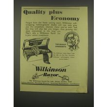 1949 Wilkinson Razor Ad - Quality plus Economy