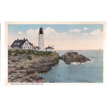 HEADLIGHT, LIGHTHOUSE, PORTLAND, MAINE, USA unused vintage postcard