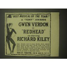 1959 Redhead Play Ad - Gwen Verdon - Best musical of the year! 6 Tony Awards