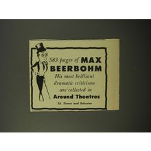 1954 Simon and Schuster Book Ad - Around Theatres by Max Beerbohm