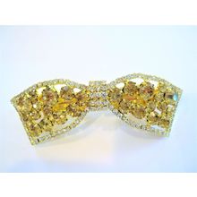 Bow shaped gold crystal hair barrette clip bridal clip bridal barrette