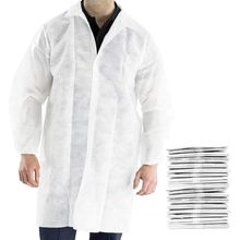 White Disposable Lab Coat X-Large, Pack of 30 Disposable Lab Coats for Adults...