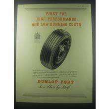 1954 Dunlop Fort Tires Ad - First for high performance and low running costs