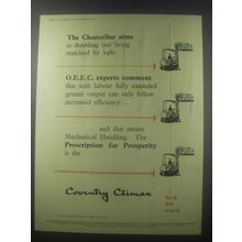 1954 Coventry Climax Fork Trucks Ad - The Chancellor aims at doubling