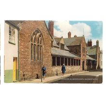 PENROSE ALMSHOUSES, BARNSTAPLE, DEVON. vintage used postcard by Salmon 1975 pm =