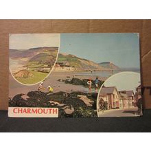 multiview, CHARMOUTH, DORSET used vintage postcard 1967 postmark =