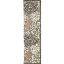 2' X 8' Gray And Ivory Floral Indoor Outdoor Area Rug