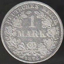 1874 D Germany 1 Mark Silver Coin
