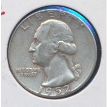1952-P Washington 90% Silver Quarter, Circulated and Ungraded