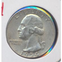 1954-S Washington 90% Silver Quarter, Circulated & Ungraded