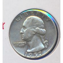 1957-D Washington 90% Silver Quarter, Ungraded, Good Shape