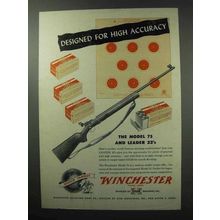 1951 Winchester Model 75 Rifle and Leader 22's Ad - Accuracy