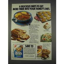 1982 Nabisco 100% Bran Cereal Ad - 6 Delicious Ways