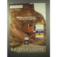 1982 Raleigh Lights Cigarettes Ad - Take the Road to Flavor