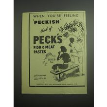 1948 Peck's Fish & Meat Pastes Ad - feeling Peckish