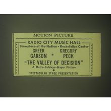 1945 MGM Movie Advertisemnet - The Valley of Decision - Radio City Music Hall