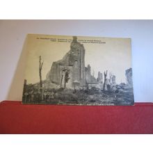 WW1 RUINS, CHURCH STEEPLE, NIEUPORT-VILLE, BELGIUM unused antique postcard =