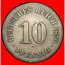 Ⰶ EAGLE (1873-1889): GERMANY ★ 10 PFENNIGS 1876J HAMBURG! ★LOW START★NO RESERVE