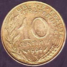 1994 France 10 Centimes Coin Fish