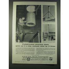 1959 Van-Packer Industrial Stacks Ad - Prefabricated refactory stack goes up