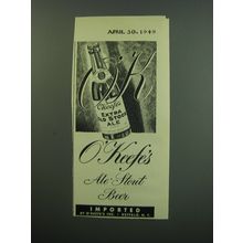 1949 O'Keefe's Extra Old Stock Ale Ad - O'Keefe's Ale Stout Beer