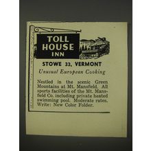 1956 Toll House Inn Ad - Unusual European Cooking