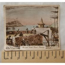 1938 hand-coloured cigarette card Pier & Castle Cornet, Guernsey