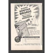 BLAKES NORFOLK BROADS HOLIDAYS LIMITED :- Original Vintage 1956 Advert POST FREE
