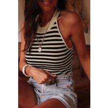 Black Stripe Crew Neck Slim Fit Sweater Vest