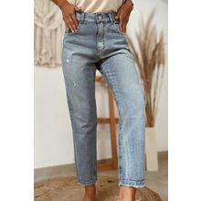 Beau Blue Slightly Distressed Ankle-length Straight Jeans