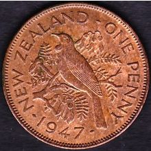 1947 New Zealand 1 Penny Coin