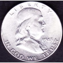 1948 USA 50 Cents Silver Coin Franklin