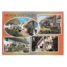 DEVON COTTAGES. multiview used vintage postcard 1992 postmark =
