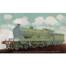 NER Four Cylinder Compound Express 4-4-2 No 730 Train Postcard