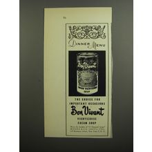 1952 Bon Vivant Cream Vichyssoise Soup Ad - Dinner Menu