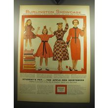 1957 Burlington Industries Ad - Student's Pet.. the Apple-Red Shirtdress